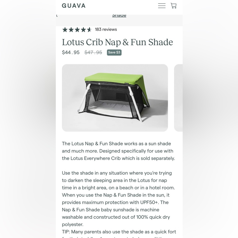 Guava Lotus Crib Nap & Fun Shade
